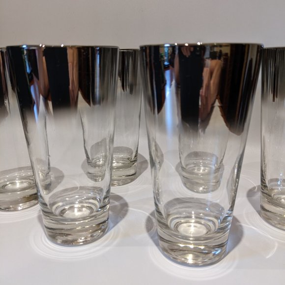 Vintage Dorothy Thorpe 1960s Silver Fade Barware Glassware Collins Glasses (6) - Picture 3 of 5